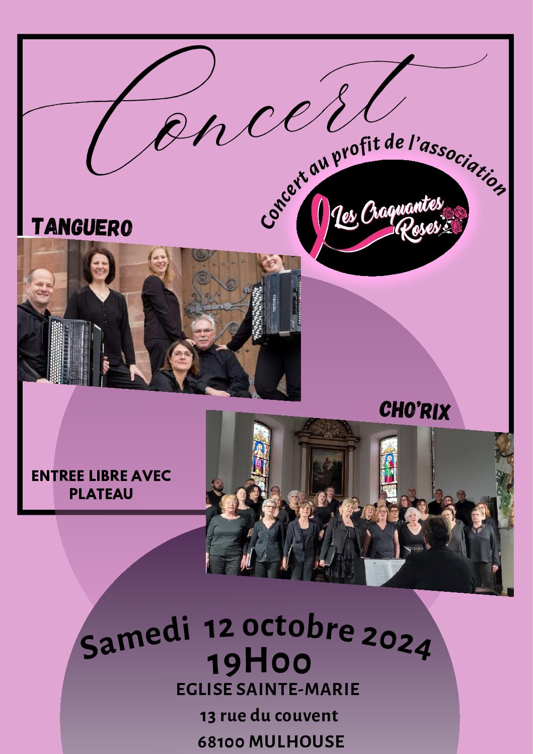 Concert musical  des CRAQUANTES ROSES dans le cadre d'Octobre Rose